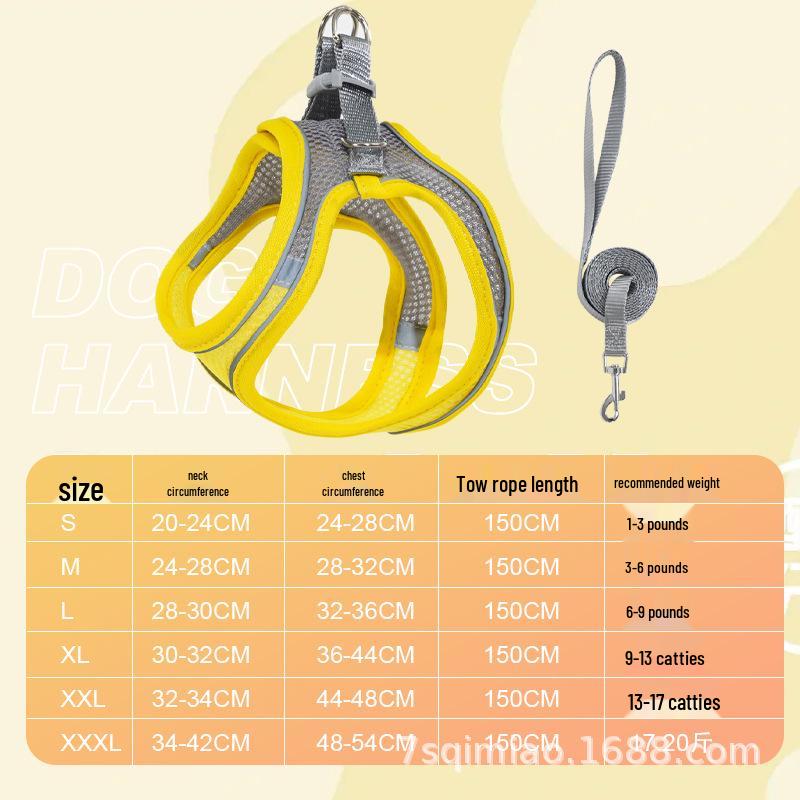 Reflective Vest-Style Pet Harness with Leash - Breathable for Cats & Dogs