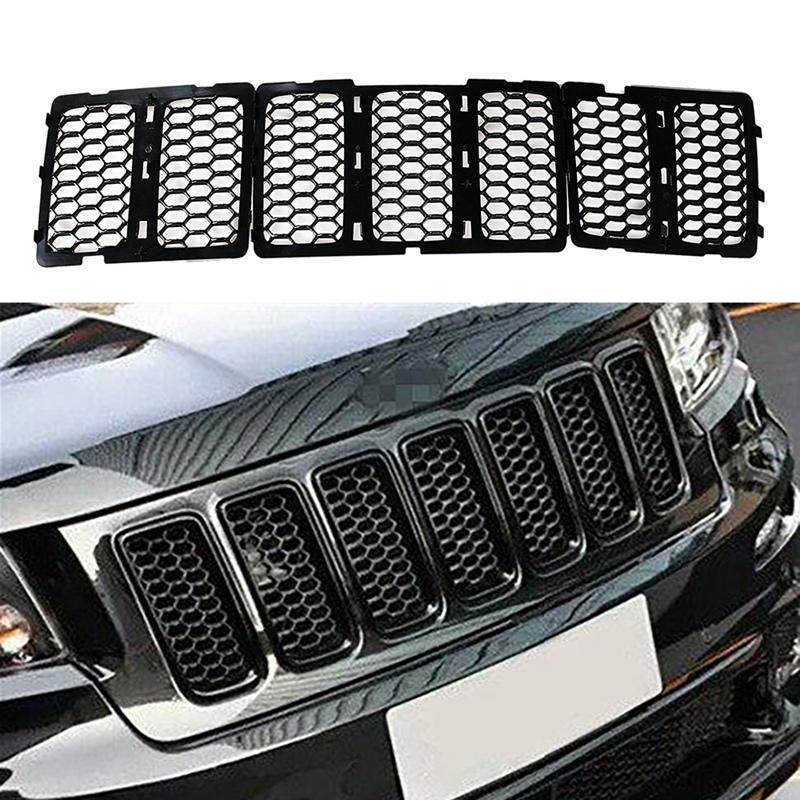 Car Black Front Grille erts Trim Mesh Kit For Jeep Grand Cherokee 2014-2016