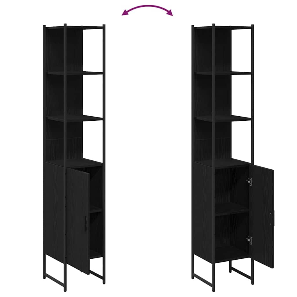 Bathroom Cabinet Black Oak Effect 33 x 33 x 185.5 cm