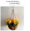 Frühlingsblumen-Hängekorb mit Schleife - Kranz Heimdekoration