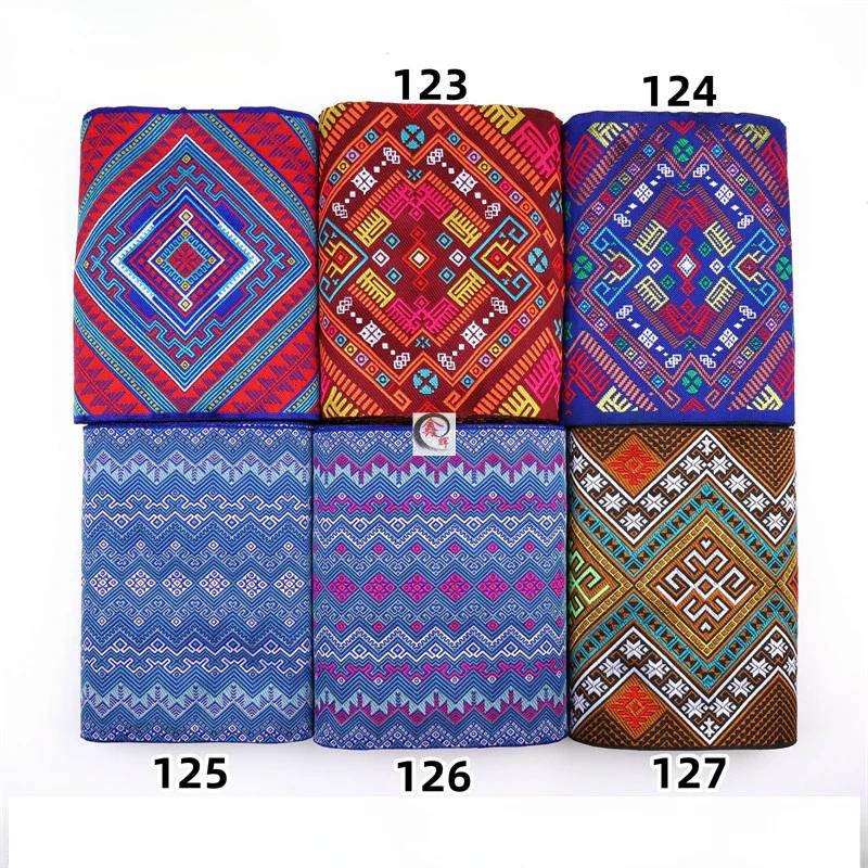 20 cm x 700 cm Hmong Stickerei Spitze Zubehör Miao Nationalität Kleidung Band Brokat Muster Tisch Flagge Wand Hängen Stoff