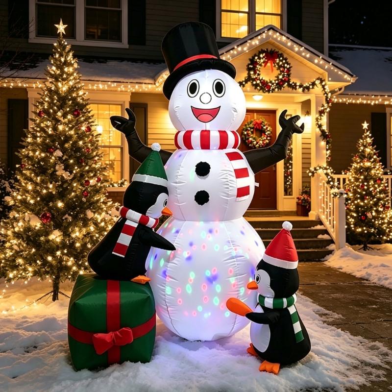 Lighted Christmas Character Inflatable Using Its Internal Fan, Ground Stakes and Support Ropes for Seasonal Yard and Garden Decorating