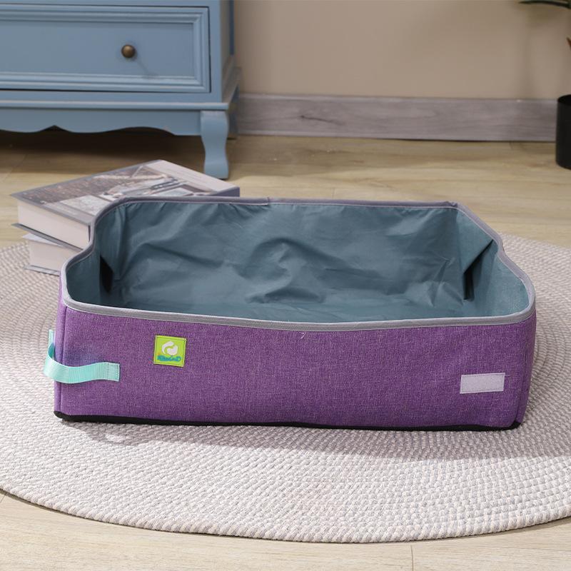 Semi Enclosed Cat Litter Box Foldable Portable Waterproof Oxford Cloth Open Cat Toilet  Cat Litter Box Pet Supplies Pet