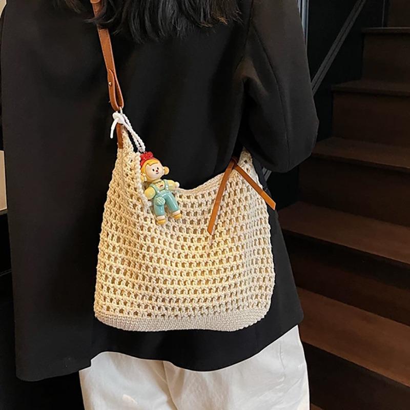 Handwoven bag women's new casual commuter shoulder bag seaside vacation crossbody beach bag