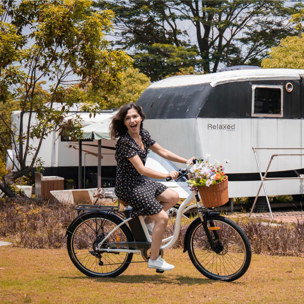 DYU C6 36V 350W Commuter Electric Bike - 80km Pedal-assist, Steel Frame and 26-inch Wheels, Perfect for Long-distance Commuting