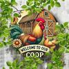 Vintage Metal Tin Sign Chicken Wall Decor for Bar Pub Kitchen Farmhouse Round Plaque