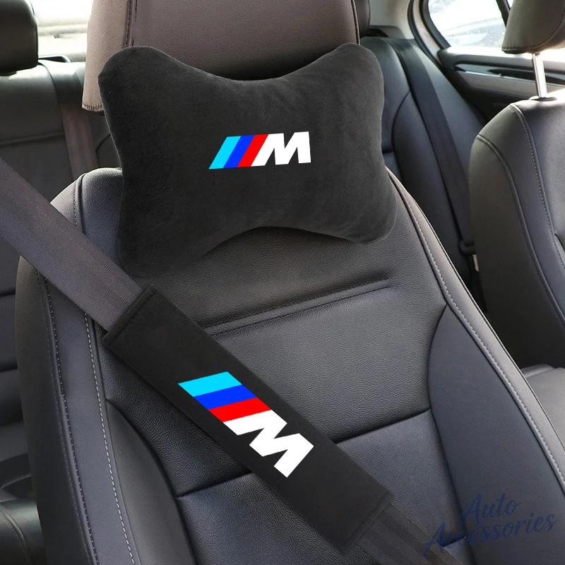 EAJN6 Car Seat Headrest Rest Neck Pillow Seat Belt Shoulder Pad Car Sticker for Bmw M G30 G32 3 4 5 7 M3 M4 M5 X3 X5 X6 X4 E61 E60 E31