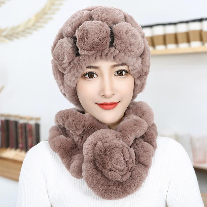 Rex Rabbit Hair Hat Female Autumn Winter Middle-aged and Elderly Mother Thickened Warm Fashion Grandmother Old Lady Mother-in-law Fur Hat