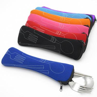 Reise-Bestecktasche, tragbar, Messer, Gabel, 1 Stück, Reißverschluss, modisch, weiche Essstäbchen-Tasche