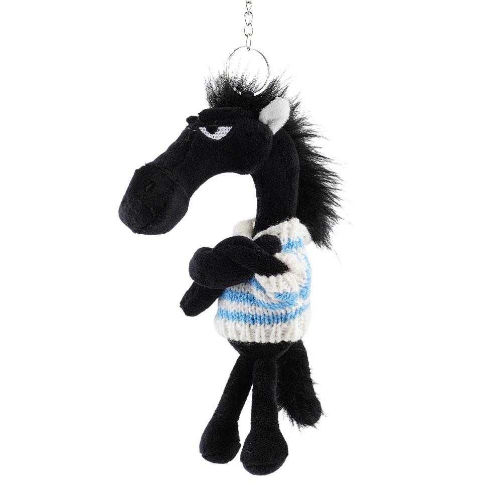 Lucky Black Horse Plush Keychain Animal Bag Charm Pendant Plush Arrogance Pony Keychain Kawaii Animal Plush Keychain Funny Toy