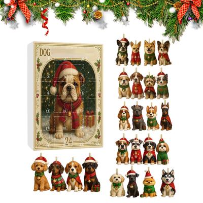 Christmas Countdown Acrylic Dog Pendant 24 Days Advent Calendar 2D Dog Ornaments Festival Party Supplies 2025 Xmas Navidad