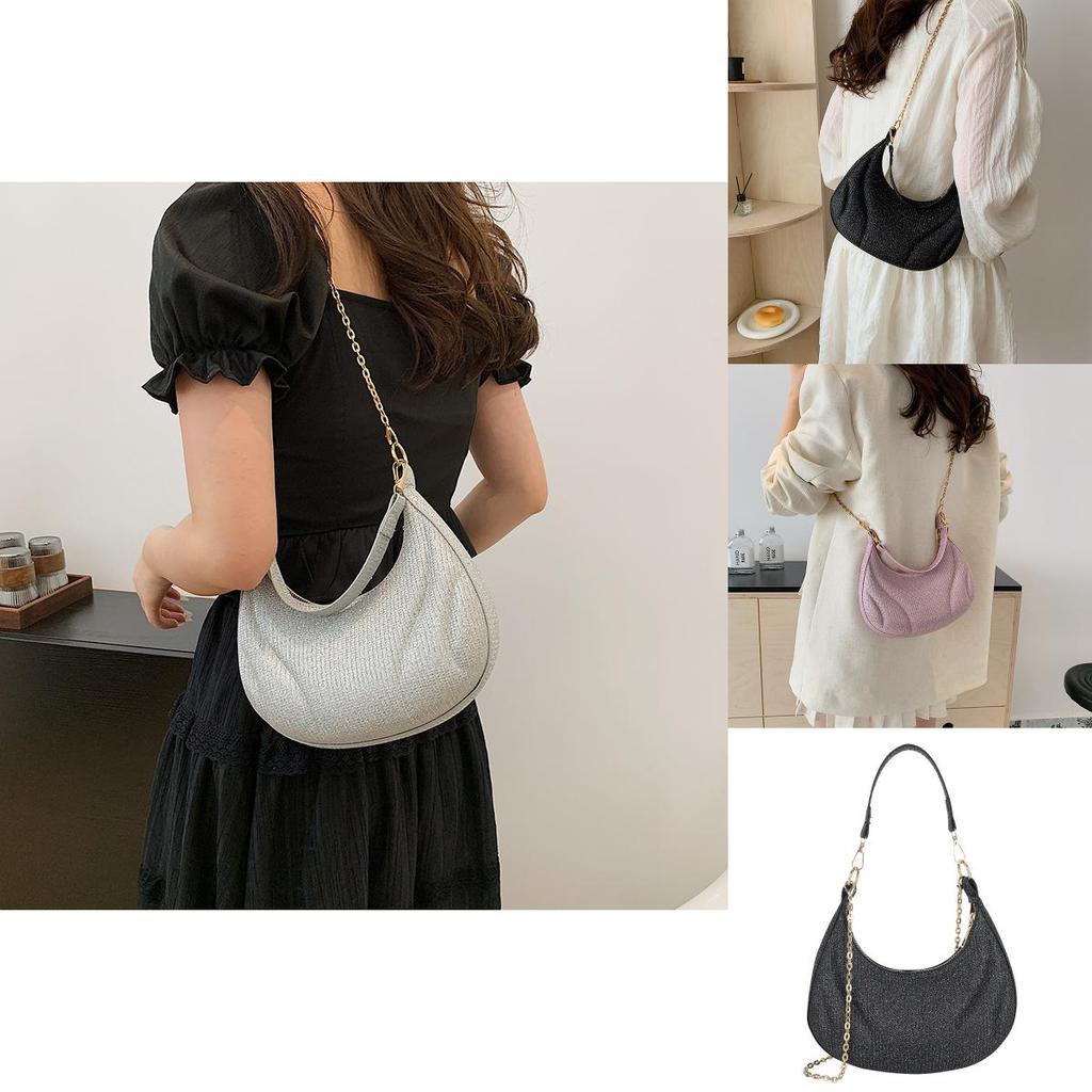 Stylish Crescent Shoulder Bag For Women 2024 Trendy Fashionable Pu Handbag With Zipper