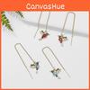 Brincos de Linha Estilo Vintage com Beija-flor e Decoração de Strass para Festas