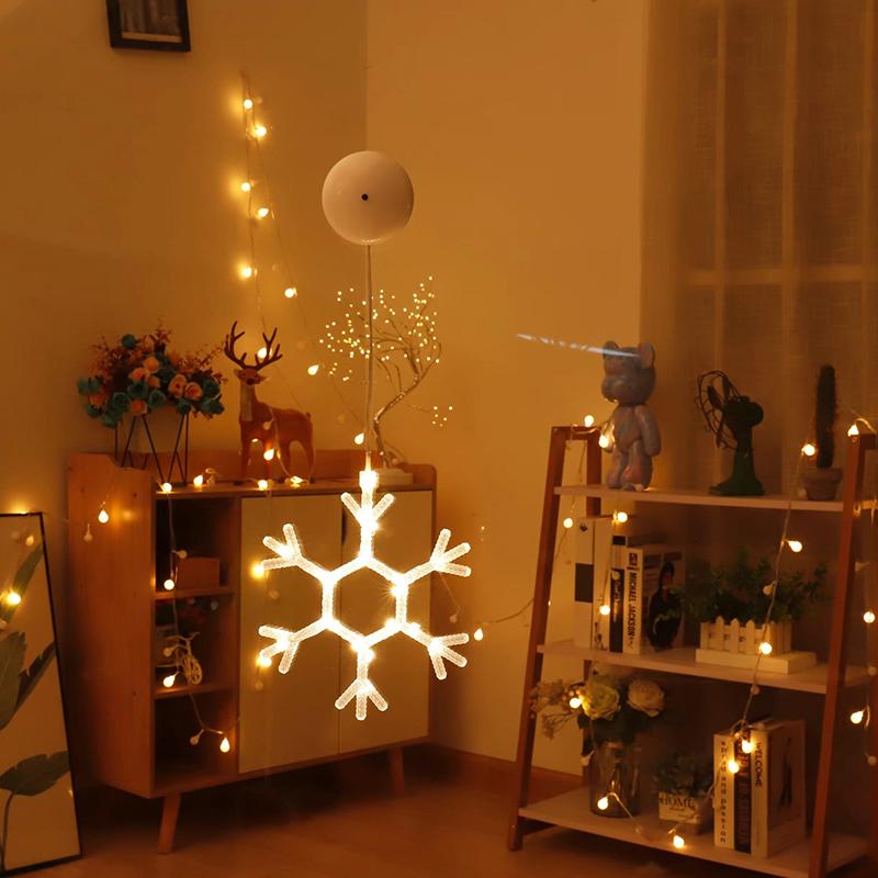 Christmas Window Hanging LED Light Suction Cup Stars Snowflake Bell Decoration Shop Window Glass Atmosphere Scene Christmas Eve