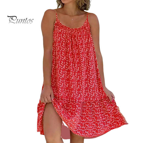 

Женское пляжное платье с маленьким цветочным принтом, свободное трапециевидное платье без рукавов, Гавайи, лоскутное одеяло, мягкий U-образный вырез, длина до колена, большие размеры, женские каникулы, лето, миди, с ремешками S красный