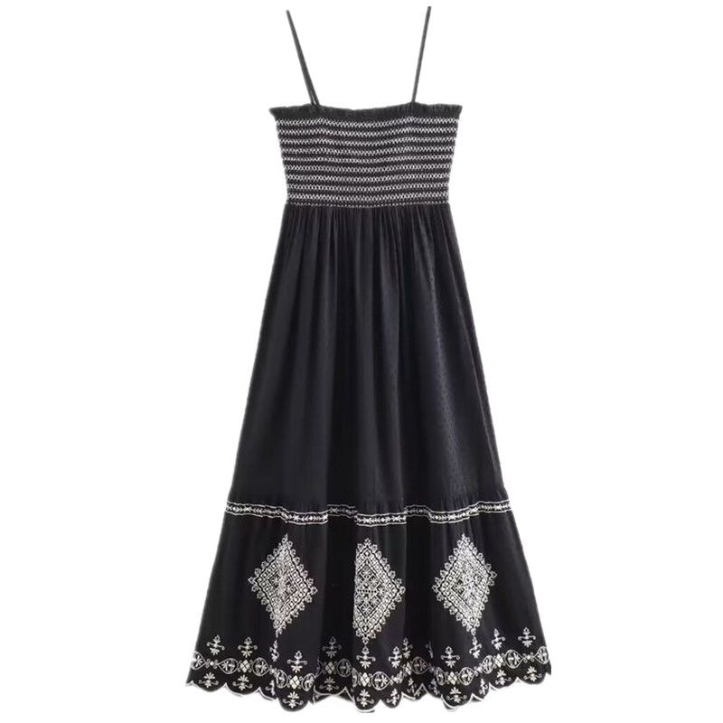 Fashion Wind 2024 Autumn New Women's Clothing Stylish Embroidered Mesh Sling Pants Dress 5770023