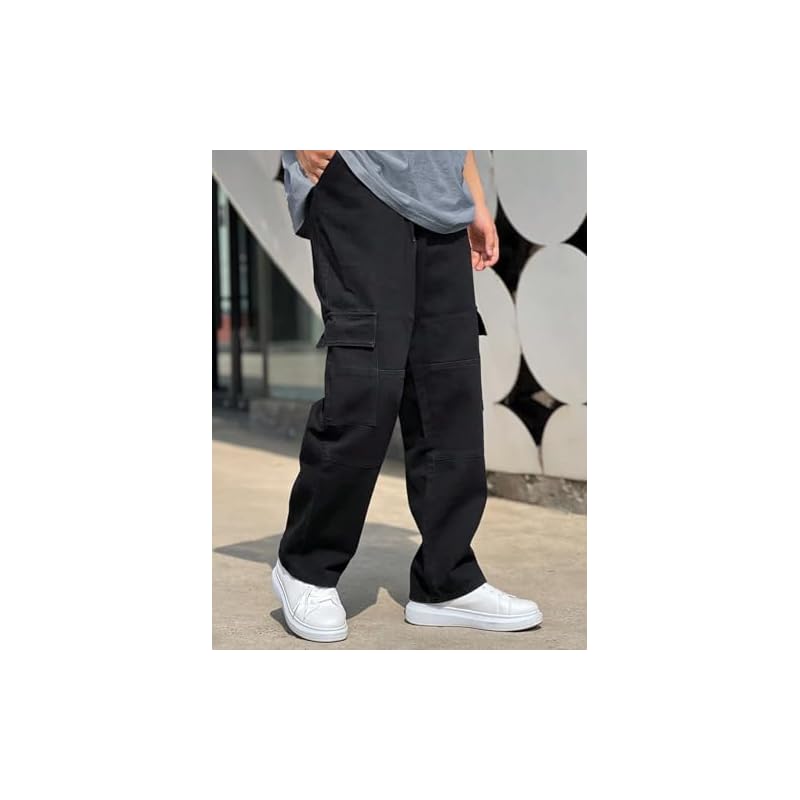 GRECIILOOKS Regular Cargo Pant Baggy Loose Fit | Cotton Jeans for Men (GL-MJ-20_White_34) 30