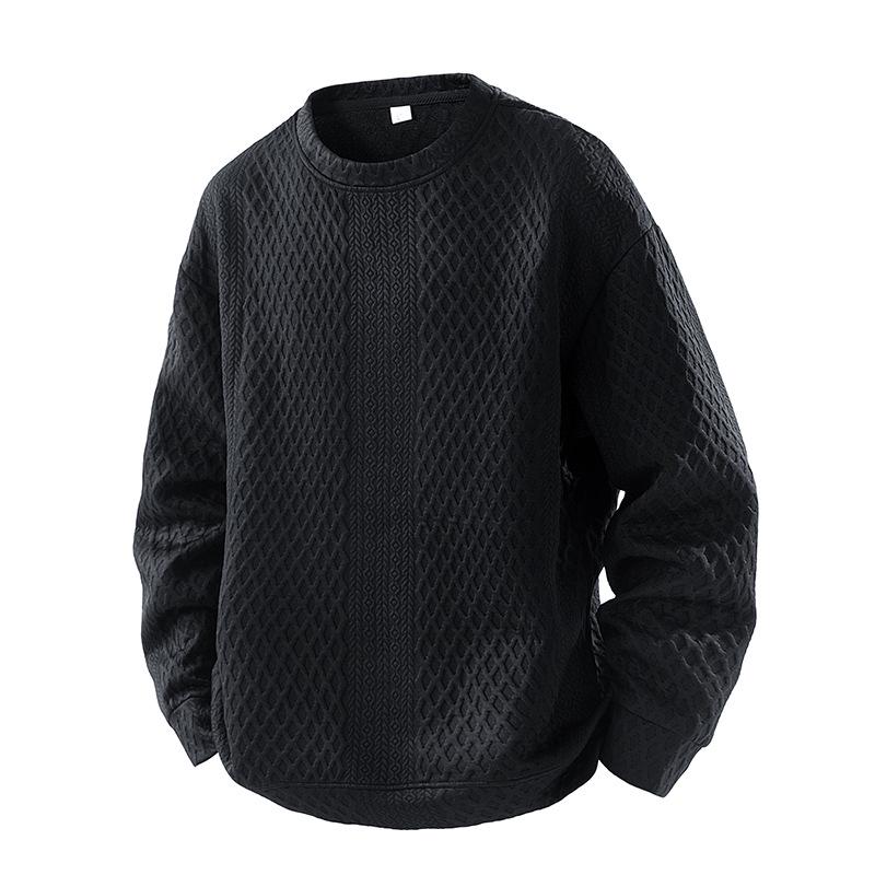 Men's Trendy Jacquard Hoodie: Spring/Autumn Long Sleeve Loose Fit Pullover