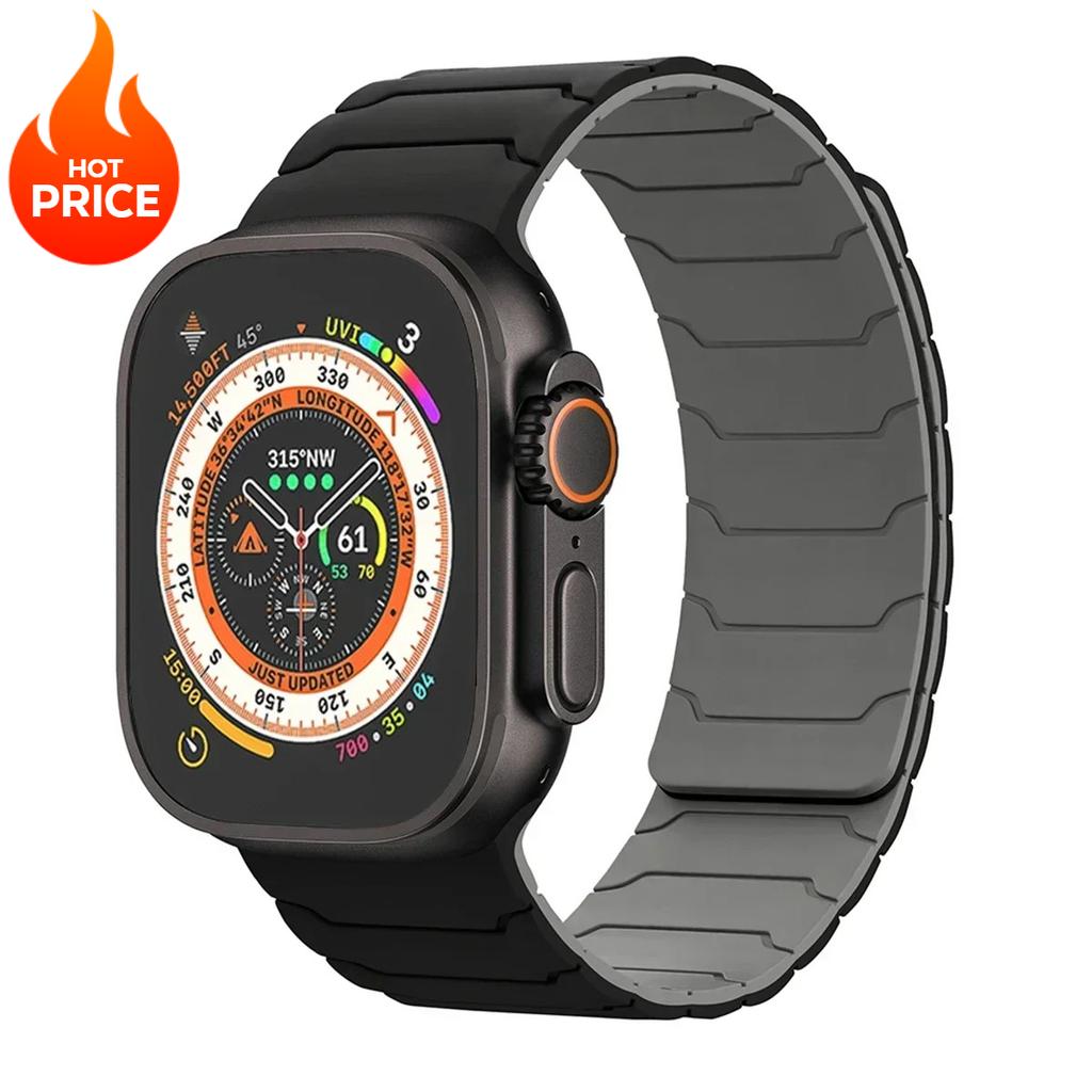 Magnetic Silicone Strap For Apple Watch Ultra 3 2 49mm Band 45mm 44mm 41mm 40mm 38 Bracelet Iwatch Series 11 10 42 46mm 987654SE