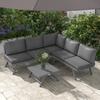 Corner and Convertible Garden Lounge Set 4 Pieces with 2 Benches, 1 Corner Armchair and 1 Coffee Table