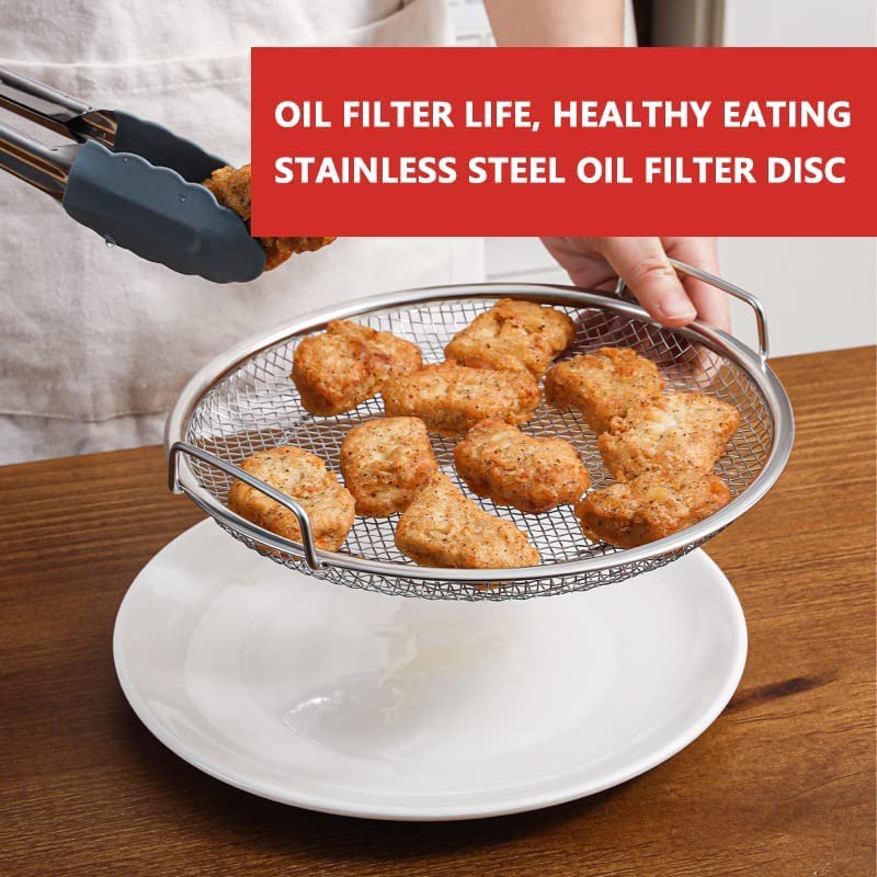 Stainless Steel Steaming Oil Draining Steaming Vegetable Cooking Mesh Frying Tempura Vegetable Draining Tabletop 22cm Basket, Plate, Basket, Basket,