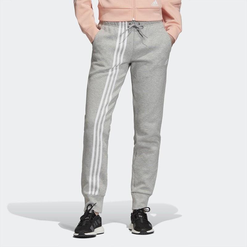 Adidas Three Stripe Logo Cuffed Sports Pants Women Pants Gray EB3827