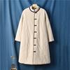 Johnature Vintage Women Long Sleeve Coats Winter Pockets Cotton Linen Solid Color Loose  Female Parkas