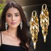 1 Paire Boucles d'Oreilles Pendantes Pailletées Glamour pour Femmes Bijoux de Mode Récents Pendentif Forme Feuille en Fer Boucles d'Oreilles à Glands Merveilleux Accessoires de Fête