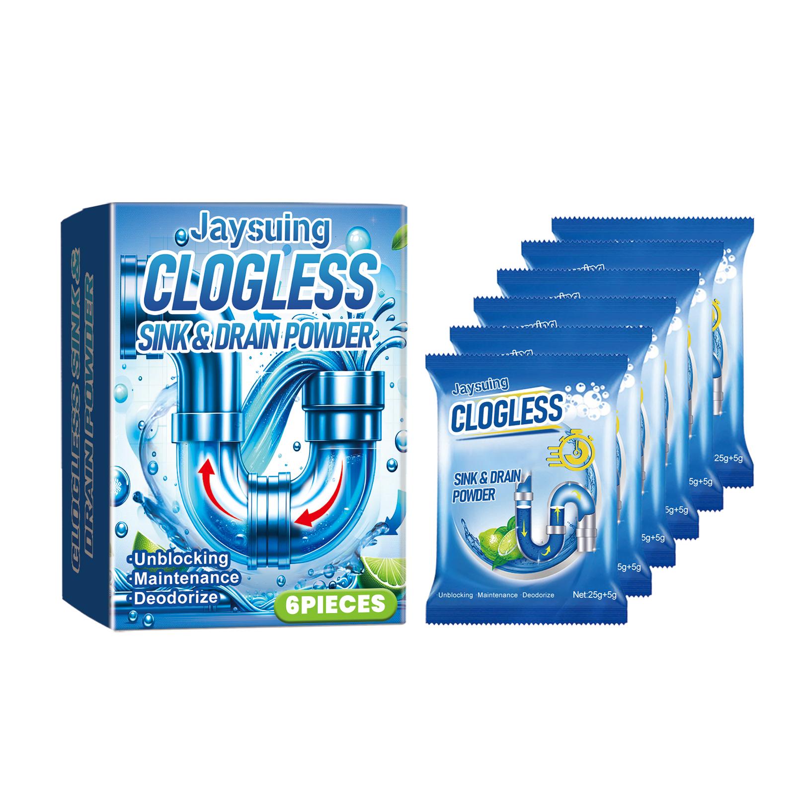 

Jaysuing Drain Cleaning Powder 6pcs pipe unblocking dissolving powder drain cleaners powder Remove odor