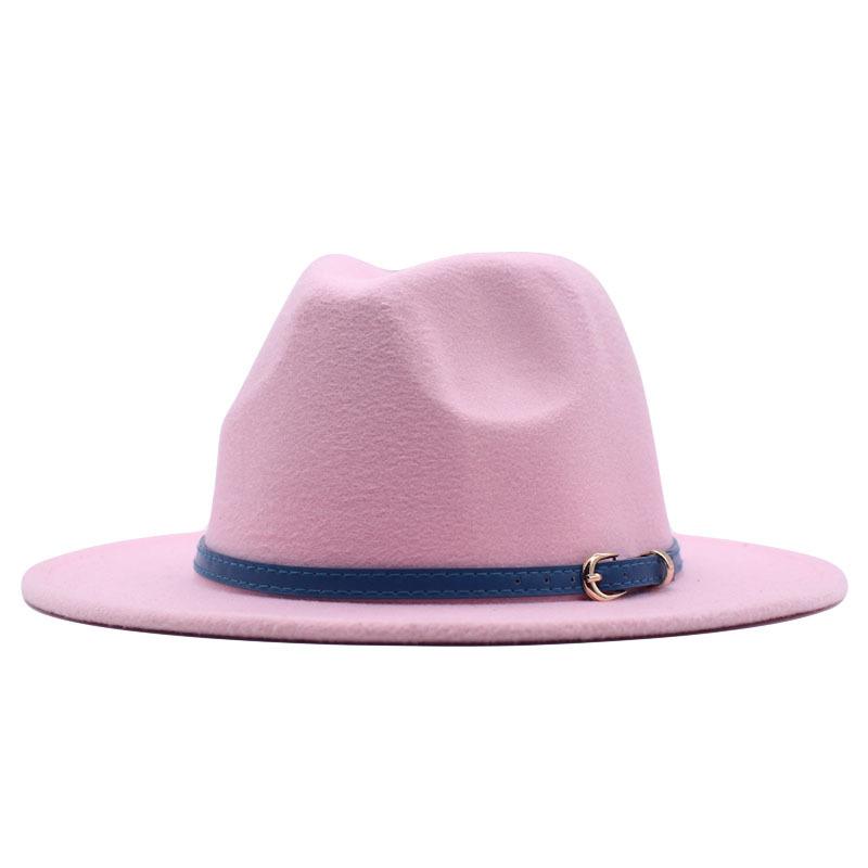 European and American style spring and autumn winter imitation felt big brim hat British retro woolen top hat men's and women's travel Panama jazz hat