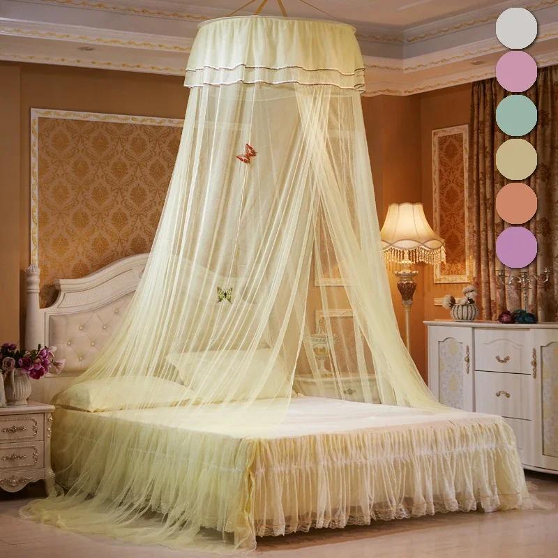 Bed Canopy Double Colors Hung  Mosquito Net Princess Bed Tent Curtain Foldable Canopy On The Bed Elegant Fairy Lace Dossels D30