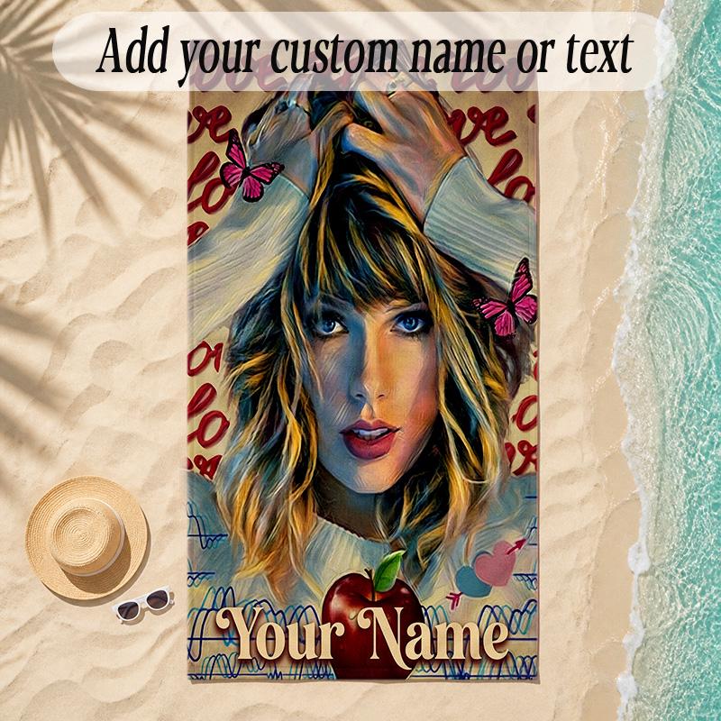 Beach TowelTaylor Swift Custom Name Text Personalized Soft Towel for Beach Pool Indoor Home Decor Gift