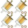 4 Pieces 5/16 Inch Universal Fuel Filter with 8 Pieces 14 Millimeter Hose Clamp Gas Inline Fuel Filter Replacement Part Suitable for