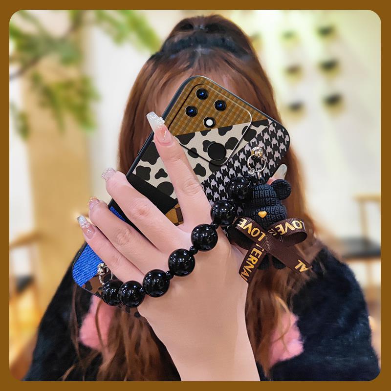 Anti-knock Cute Phone Case For OPPO Realme Narzo 50A Silicone Black Pearl Pendant Dirt-resistant Skin-friendly Feel