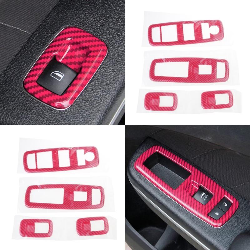 Carbon Fiber Window Lift Trim Switch Panel Cover Trim Automobile Replacement