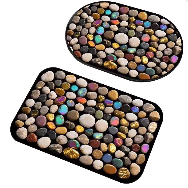 Pebble Bathroom Mat Absorbent Mat Dirt Resistant and Easy To Maintain Non Slip Mat