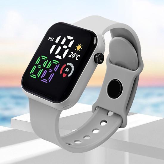 Dětské LED digitální hodinky Čtvercový ciferník Vodotěsné Sportovní náramkové hodinky pro chlapce Dívky Módní elektronické hodiny