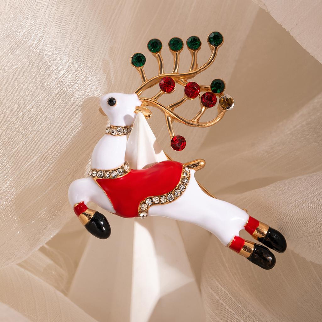 Creative Cartoon Christmas Bell Bow Diamond Brooch, Contrasting Colors, Advanced Sense, Cute Elk Dripping Oil Badge