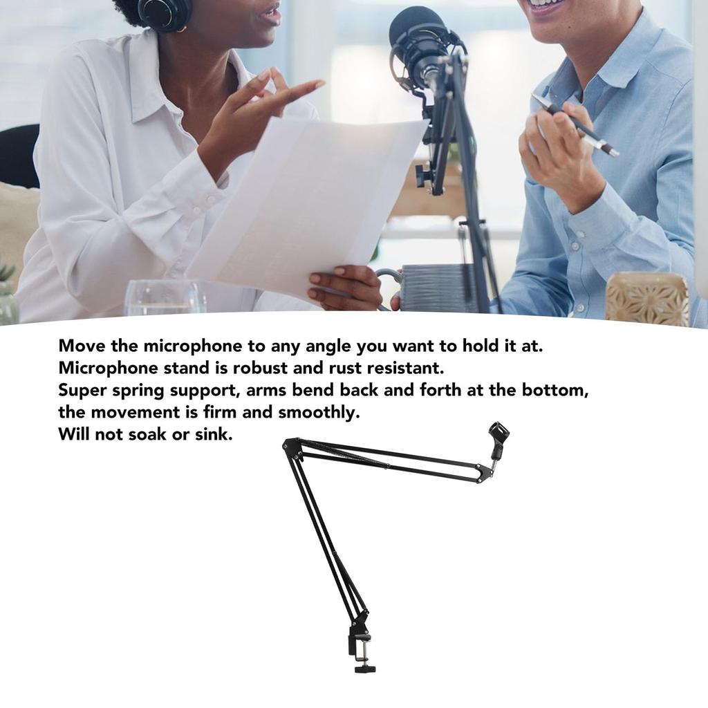 Elprico Microphone Arm Stand 360° Flexible Steel Boom Noise Reduction Spring Studio Recording Heavy Duty 3kg Support