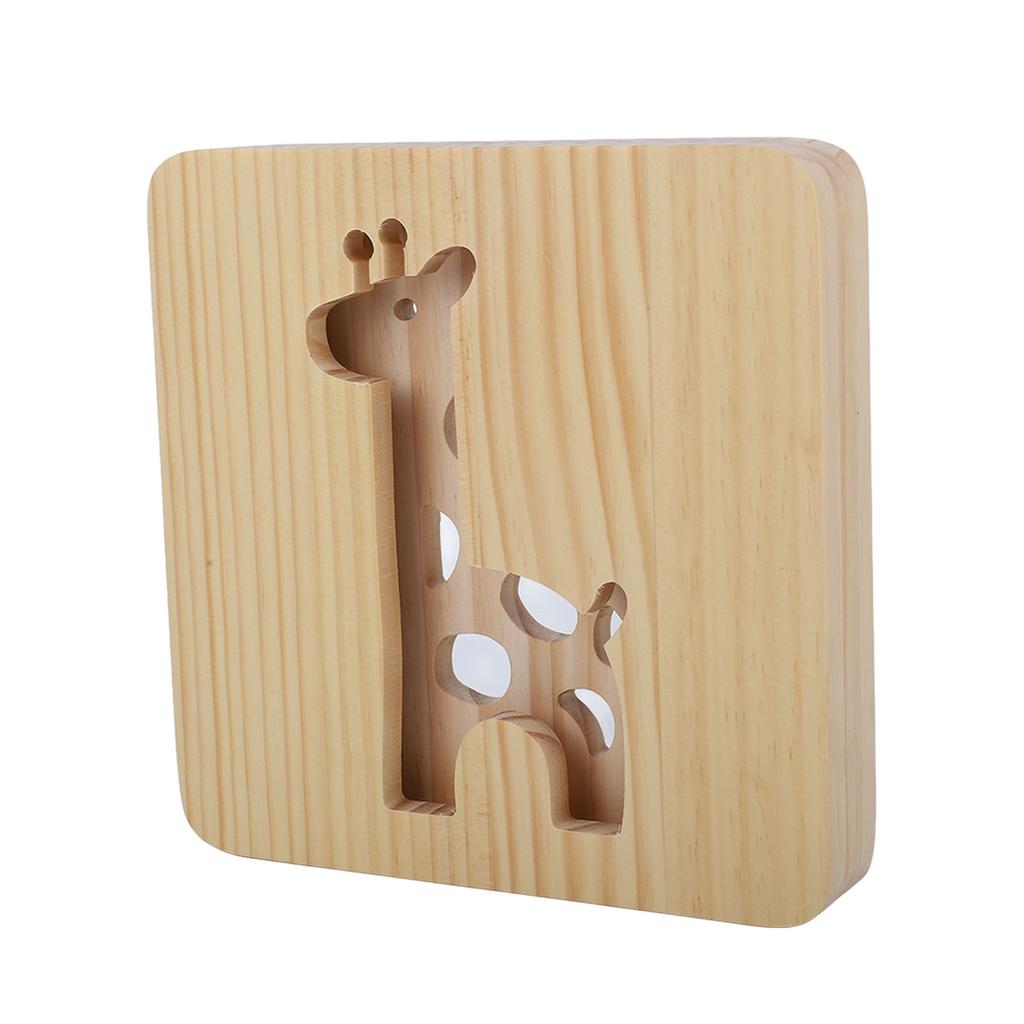 3D Giraffe Wooden Lamp 360 Degree Irradiation Hollow Pattern Warm White Light LED Wooden Night Light