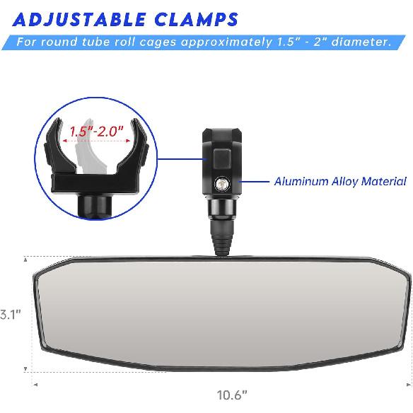 UTV Rear View Mirror,SXS UTV Mirrors HD,360°Adjustable Angle For 1.5" To 2.0 Inch Round Roll Cage,Compatible With Polaris RZR,Honda Pioneer,Kawasaki