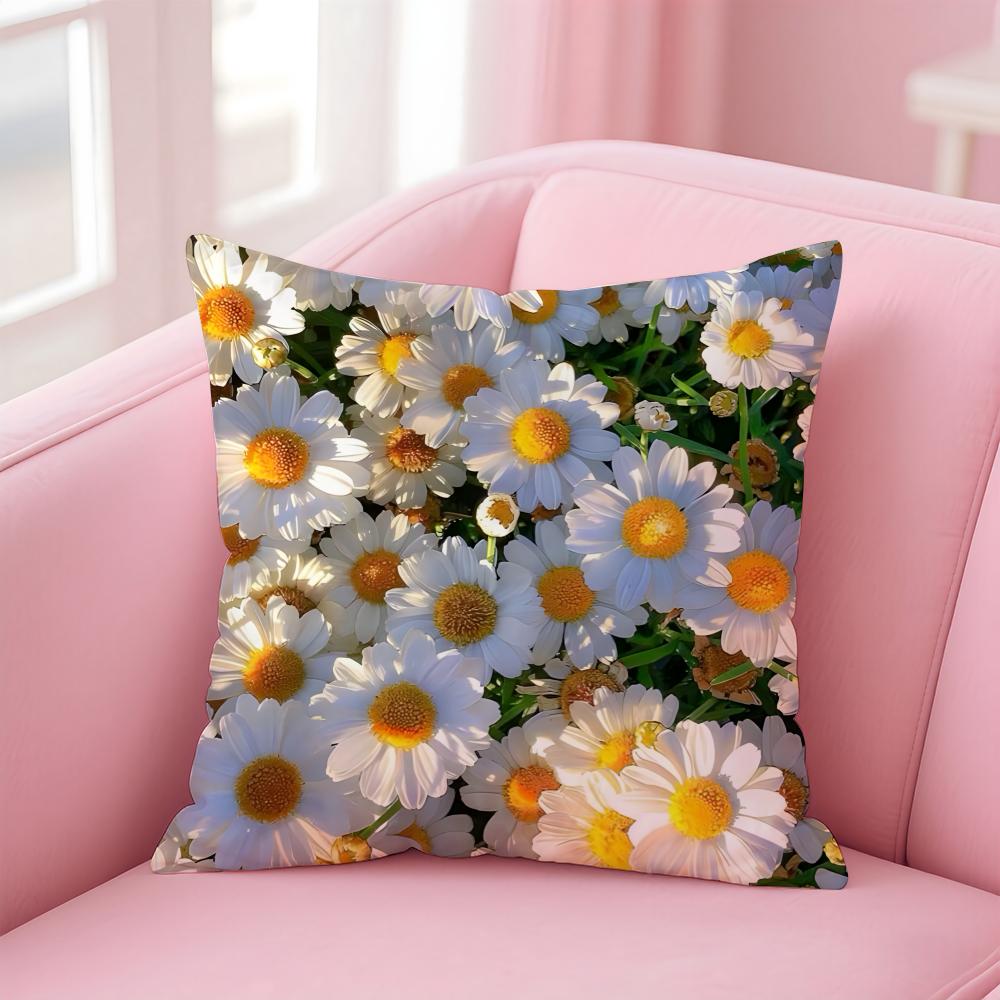 S-Small Floral Pastoral Style Cushion Cover Pillow Case Soft Friendly Fabric & Concealed Zipper