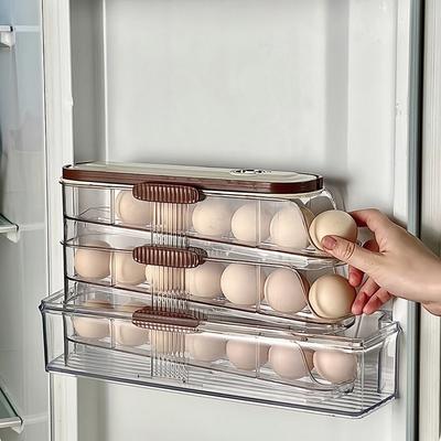 Food Grade Automatic Rolling Egg Container Transparent Large Capacity Large Egg Holder BPA Free Stackable