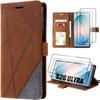 Case for Samsung Galaxy S26 Ultra, Brown-Gray Anti-Scratch Synthetic Leather - 2 Tempered Glasses
