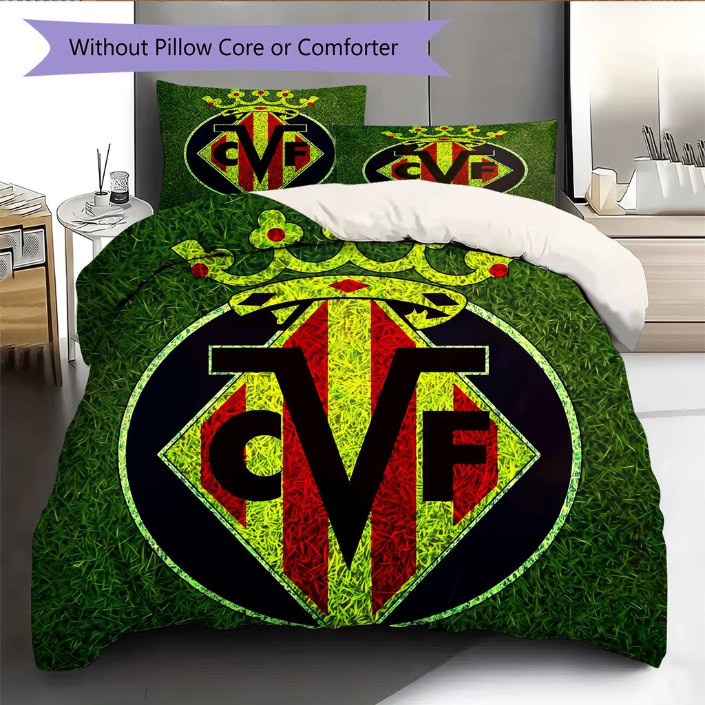 Villarreal CF Pattern Bedding Home Decoration Birthday Gift (1 * duvet cover + 2 * pillowcase, without core)