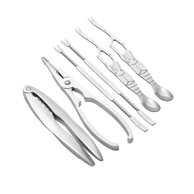 Seafood Tool Sets Crab Crackers Picks Spoons Set Stainless Steel Crab Peel Shrimp Tool Lobster Clamp Pliers Clip Pick Set