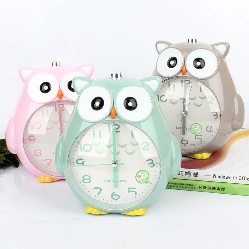 Cartoon Cute Owl Mute Desktop Alarm Clock Lovely Student Wake Up Table Alarm ClockWith Backlight For Kid Beedroom