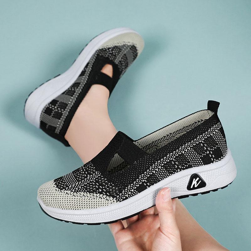 Women's Sneakers Breathable Casual Shoes Summer Soft Sole Orthopedic Shoes Lightweight Slip On Walking Shoe Non-Slip Flat Shoes