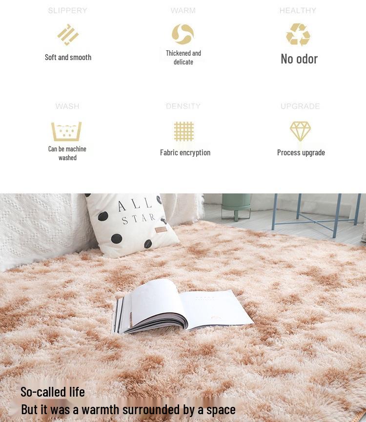 Nordischer Seiden- und Wollteppich: Wohnzimmer Couchtischteppich, Schlafzimmer Vollflächige Nachttisch-Bodenmatte