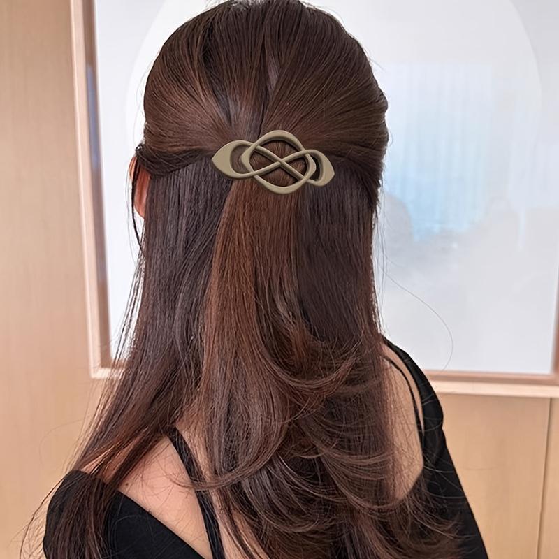 Stylish Hollow Metal Hair Clip with Princess Ponytail Spring Barrette for Back of Head